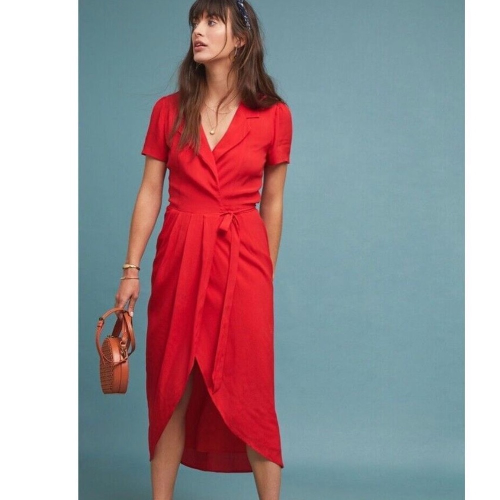 Yumi Kim Anthropologie Red Midi Wrap Dress